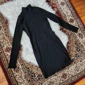 Elegant Black Turtleneck Midi Dress
